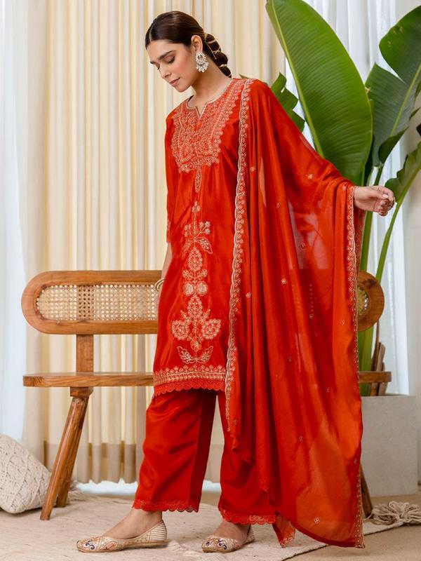 VP 9815 R Embroidred Kurta Sets with Sequins Work Women Suits